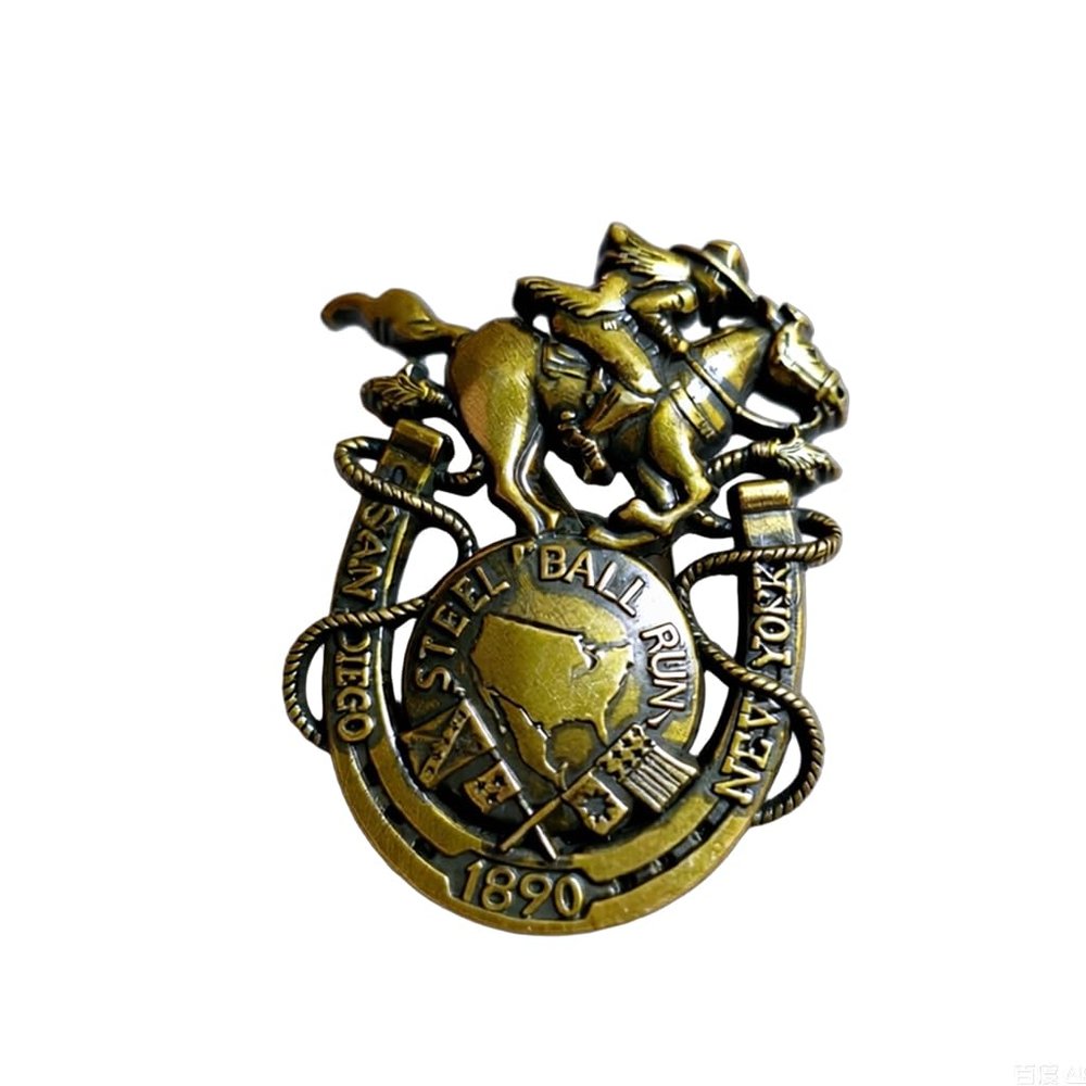 Alloy Badge Decoration Costume Accessory Prop for Zeppeli Joe Johnny Cosplay from Steel Ball Run Julius
