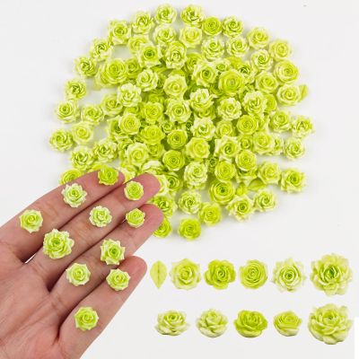 150 Pieces Tiny Flowers for Craft Dollhouse Miniatures Soft Resin Flowers for Fairy Garden Micro Landscaping Decoration, Green