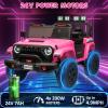 24V 2 Seater Ride on Car Truck, 4WD Kids Electric Vehicle with Remote Control, 44"-50" L Adjustable, Toy Storage, Music Player, 130 LBS Capacity, Gift for Boys Girls Ages 3-8, Pink view 2