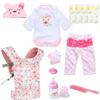 Reborn Baby Doll Clothes Accessories Set with Floral Doll Carrier, 12Pcs Pink Outfit Fit 18-22 Inch Newborn Reborn Doll, Pretend Dress Up Playset view 1