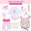 Reborn Baby Doll Clothes Accessories Set with Floral Doll Carrier, 12Pcs Pink Outfit Fit 18-22 Inch Newborn Reborn Doll, Pretend Dress Up Playset view 2