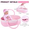 Reborn Baby Dolls Bassinet Pink Crib Bed Soft Toddler Doll Carrier for 18-24 Inch Baby Doll Accessories Baskets with Handle view 2