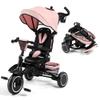 Kinder King Kids Trike Tricycle for Toddlers 1-3, 8 in 1 Folding Toddler Tricycle Bike w/1-Step Brake, Adjustable Push Handle, Rotatable Seat, Adjustable Canopy, Bell, 5-Point Harness, Storage, Pink view 1