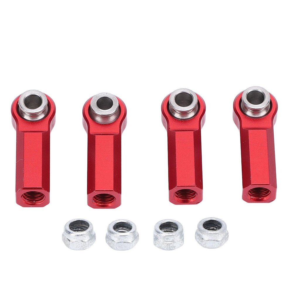 4 Pcs RC Link Rod End M4 Thread CW 7mm, High Strength Alloy Ball Joint Head, Compatible with 1/10 Model Car, Upgrade Steering and Suspension System for Enhanced Control and Respons (Red)
