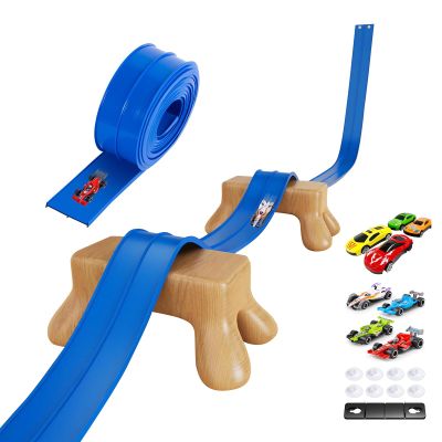 15 Ft Flexible Race Car Track Compatible with Diecast 1/64th Cars,with 8 Small Racecars and 8 Suction CupsThe Construction of This Classic Long Rolls Up Portable Racetrack Requires Adults