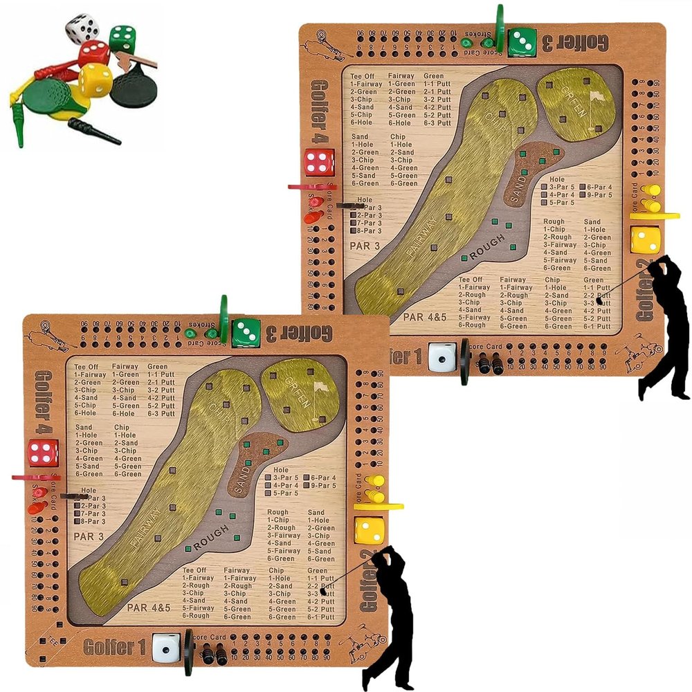 2026 Upgrade Tabletop Dice Golf Game, Fun and Challenging Golf Dice Game Set - Popular Wooden Tabletop Golfs Dices Games, Portable Golfs Set Lovers Gifts (2 Pcs)