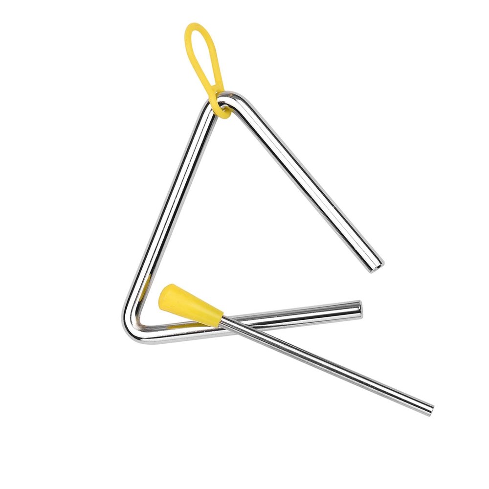 Badafaci Steel Triangle Bell with Mallet, 4-10 Inch Durable Steel Percussion Instrument for Kids, Musical Education Tool with Metal Holder to Learn Rhythm and HandEye Coordination (4-inch)