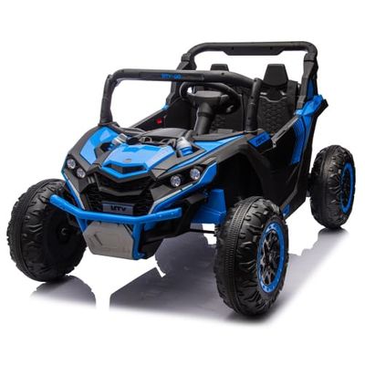 24V 2-in-1 Ride On Car for Kids w/Parent Remote Control,3 Speed Adjustable,2 Seater Electric Car Trunk Ride on Toys Car for 3+ Years,Power Wheels,Music,Bluetooth,LED, Gift for Boys & Girls (Blue)