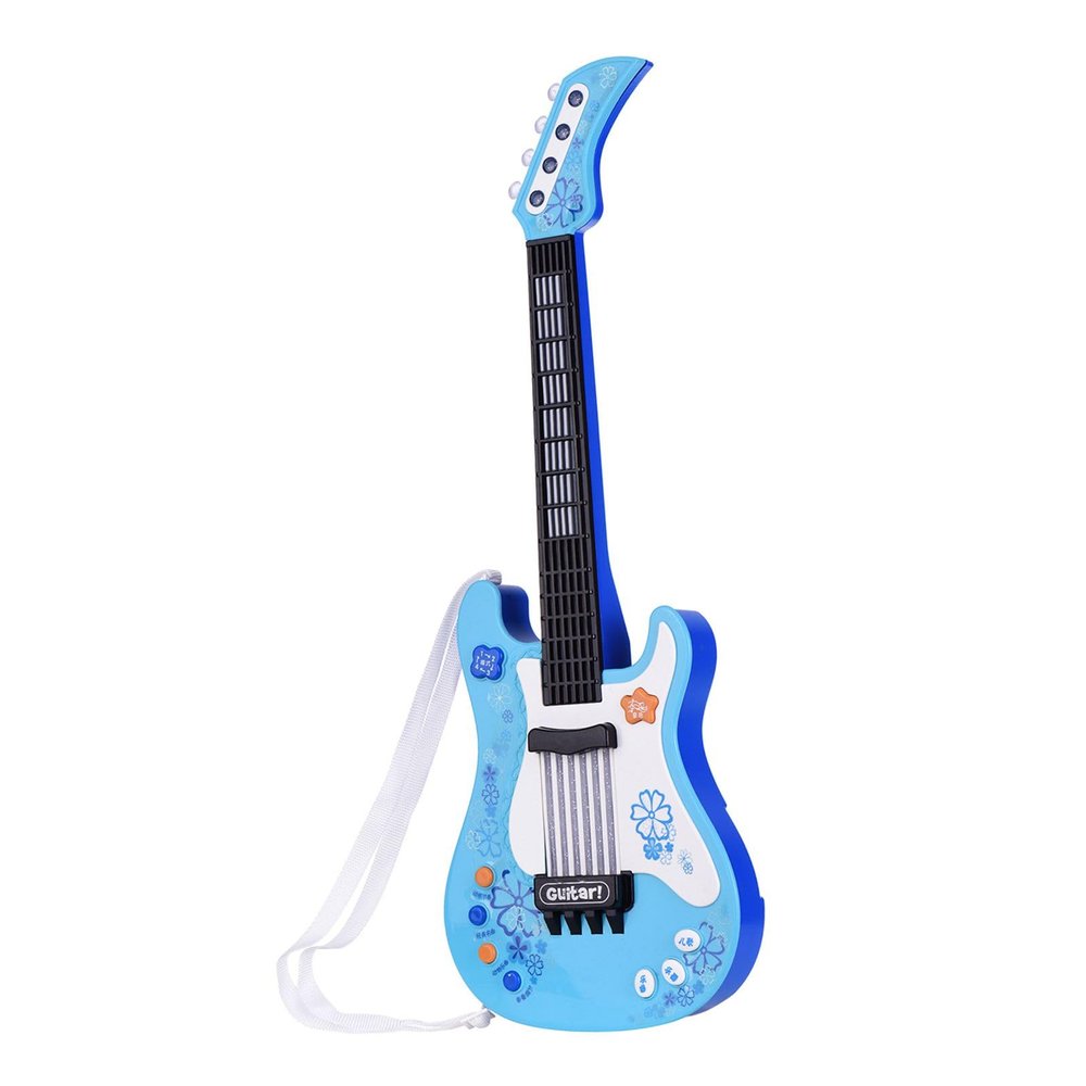 Badafaci Interactive Electric Guitar Toy for Kids with Rhythm Lights, ABS Plastic Musical Instrument with Sound Simulated for Educational Play Pink (Blue)