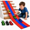 16FT 3-Lane Flexible Race Track for Kids, Roll-Up Car Track Set with 6 Race Cars, Suction Cups & Ramps, Build Loops, Slopes and Crossovers, Fits Most 1:64 Die-Cast Cars, Ages 3+ view 1