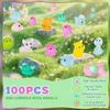 100pcs Mini Resin Animals Figures, Mini Glow in The Dark Cute Animal Resin Models, Mystery Resins Animals Blind Bag, Design Animal Miniatures for Outdoor Decor Dollhouse Fairy Garden Accessories view 2