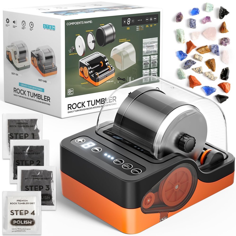 Flooyes Ultra Quiet Rock Tumbler Kit, STEM Science Kit for Kids, Adults