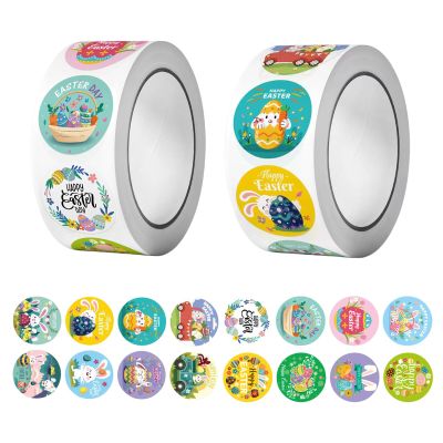 1000 PCS Easter Stickers Happy Easeter Bunny Egg Sticker Roll 1 Inch 16 Designs Rabbit Self-Adhesive Decorative Label for Gift Packing, Craft Cards Candy Bags Envelope Seals, Party (Bunny/Egg)