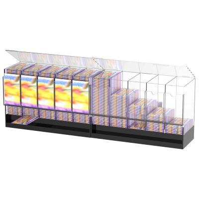 10-Slot Acrylic Booster Pack Dispenser, Card Organizer with Black Base, Fits 360+ Booster Packs, 4mm Thick Display Holders for Sports, Trading Collector Cards, Total Size 29.9" L x 5.7" W x 9.7" H