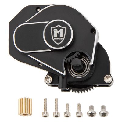 MEUS Racing SCX24 Transmission Aluminum Complete Gearbox for 1/24 Axial SCX24 RC Crawler (Brushed, Black)