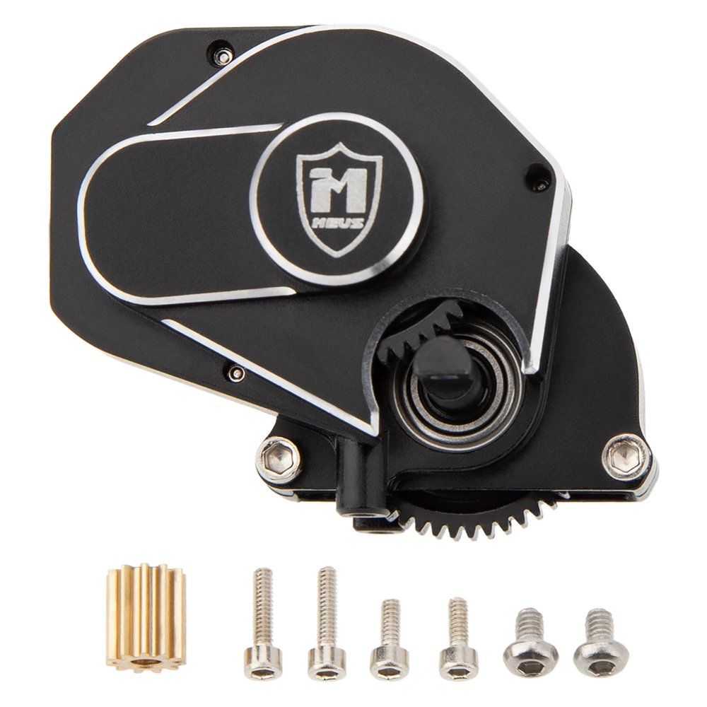 MEUS Racing SCX24 Transmission Aluminum Complete Gearbox for 1/24 Axial SCX24 RC Crawler (Brushed, Black)