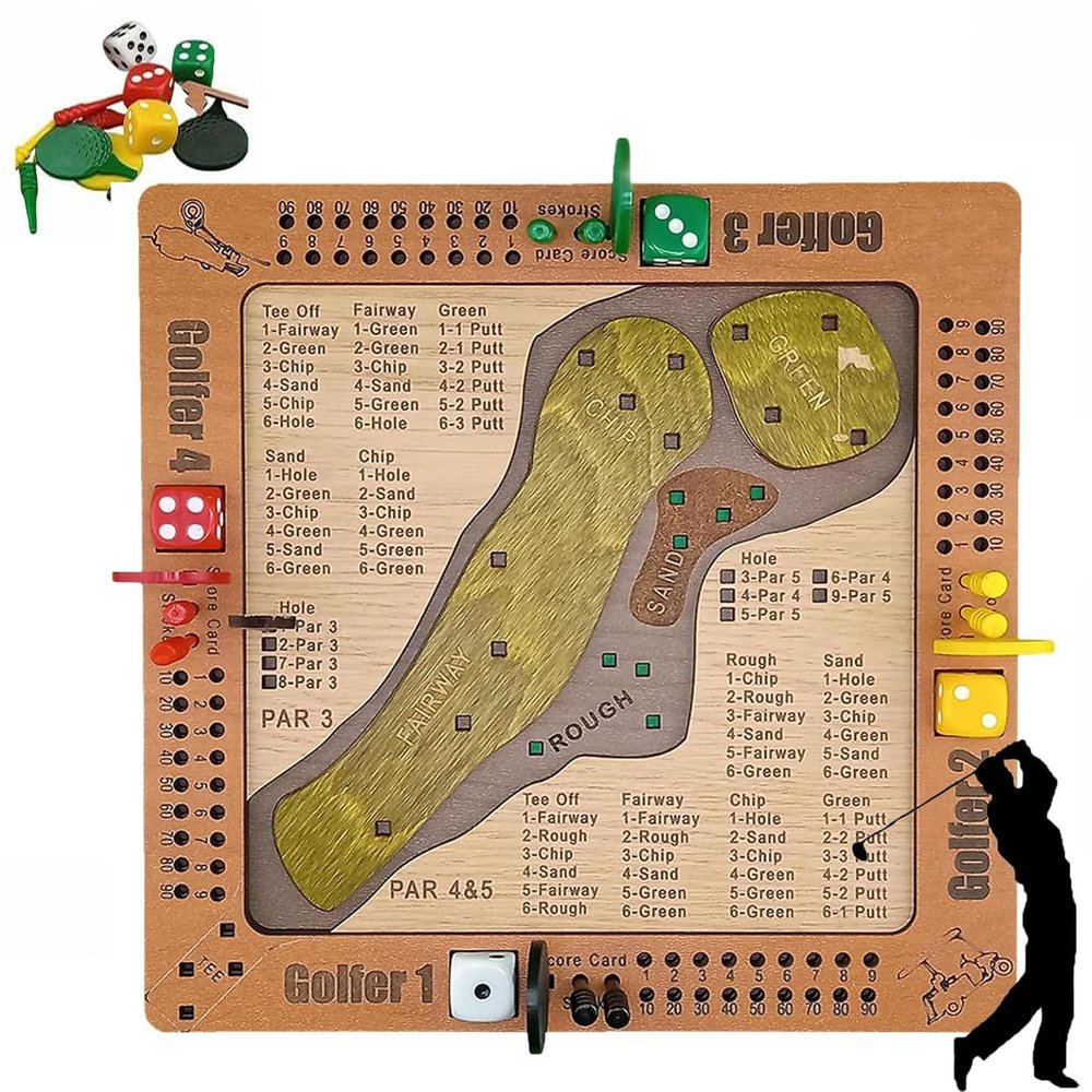 2026 Upgrade Tabletop Dice Golf Game, Fun and Challenging Golf Dice Game Set - Popular Wooden Tabletop Golfs Dices Games, Portable Golfs Set Lovers Gifts (1 Pcs)