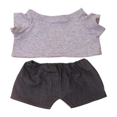 niannyyhouse Doll Clothes Set, Solid Color T-Shirt and Jeans for 14.6" to 15.7" Stuffed Dolls, Dress Up Accessories (Gray)