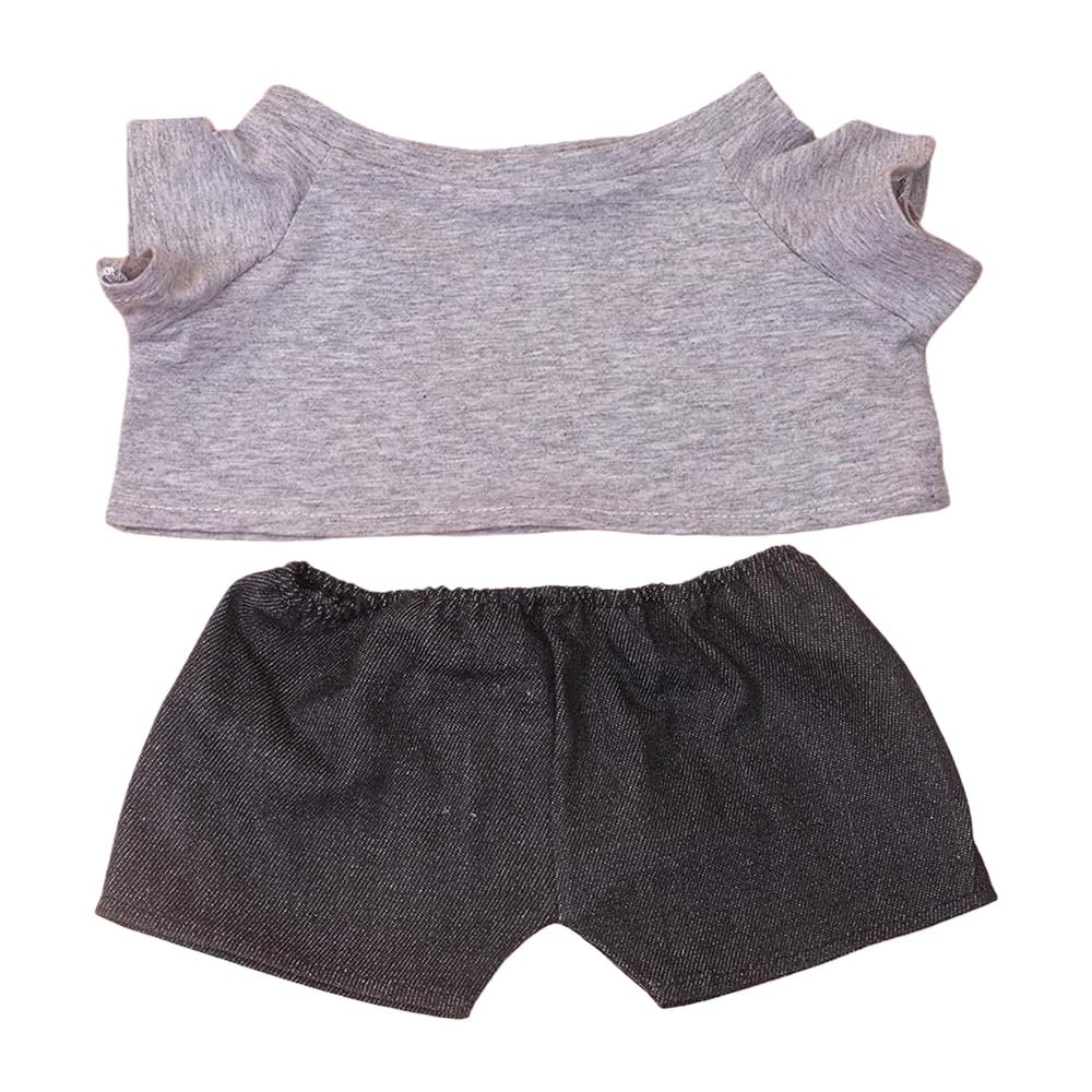 niannyyhouse Doll Clothes Set, Solid Color T-Shirt and Jeans for 14.6" to 15.7" Stuffed Dolls, Dress Up Accessories (Gray)