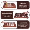 3-in-1 Chess Checkers Backgammon Set 15" Folding Leather Chess Board with Handle, Acrylic Chess Pieces & Checkers, Travel Board Game Set with Storage & 2 Extra Queens view 2