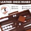 3-in-1 Chess Checkers Backgammon Set 15" Folding Leather Chess Board with Handle, Acrylic Chess Pieces & Checkers, Travel Board Game Set with Storage & 2 Extra Queens view 4