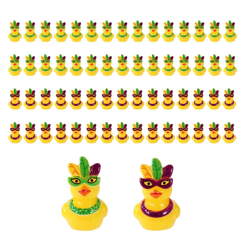 60pcs Mardi Gras Duckies,Mask Resin Mini Small Little Tiny Miniature Cruise Ship Duck Bulk Funny Duckies Ornaments Birthday Shower Party Favors Decorations Supplies Toys Gifts Carnival (Mask Style)