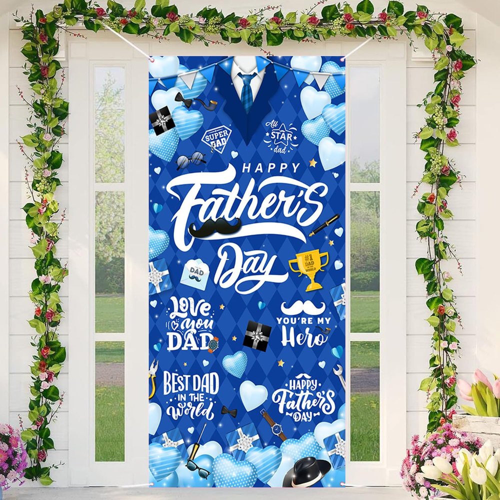 AIBIIN Happy Father's Day Door Cover Banner Fathers Day Door Decorations Father's Day Banner Decorations for Fathers Day Party Supplies 35.4 x 70.8 inch