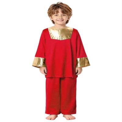 Freebily Kids Boys Worship Praise Dance Outfit Metallic Long Sleeve Pullover Top with Liturgical Wide Leg Pants Red 10 Years
