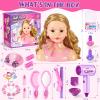Golray Doll Head for Hair Styling Kids Girls, 30+ PCS Real Washable Makeup Kit&Beauty Salon Pretend Play Set with Hair Dryer, 9" Half Body Princess Doll Toy Birthday Gift for Girl Age 3 4 5 6 7 8 9 10 view 2