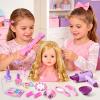 Golray Doll Head for Hair Styling Kids Girls, 30+ PCS Real Washable Makeup Kit&Beauty Salon Pretend Play Set with Hair Dryer, 9" Half Body Princess Doll Toy Birthday Gift for Girl Age 3 4 5 6 7 8 9 10 view 3