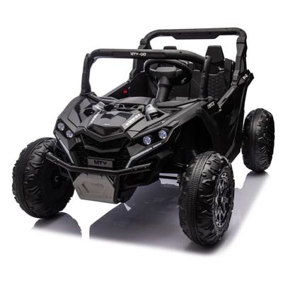 24V 2-in-1 Ride On Car for Kids w/Parent Remote Control,3 Speed Adjustable,2 Seater Electric Car Trunk Ride on Toys Car for 3+ Years,Power Wheels,Music,Bluetooth,LED, Gift for Boys & Girls (Black)