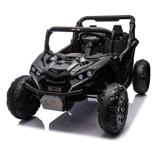 24V 2-in-1 Ride On Car for Kids w/Parent Remote Control,3 Speed Adjustable,2 Seater Electric Car Trunk Ride on Toys Car for 3+ Years,Power Wheels,Music,Bluetooth,LED, Gift for Boys & Girls (Black)