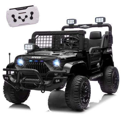 24V 2-in-1 Ride On Car for Kids w/Parent Remote Control,3 Speed Adjustable,2 Seater Electric Car Trunk Ride on Toys Car for 3+ Years,Power Wheels,Music,Bluetooth,LED, Gift for Boys & Girls (Black ii)