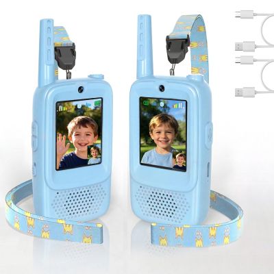 ZealSound Video Walkie Talkies for Age 3-12 Boys, 2 Pack Walkie Talkies with Screen, Voice Effects, Indoor Outdoor Toys for Family Games, Camping, Hiking, Christmas Birthday Gifts (Blue)