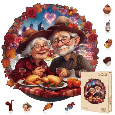 Jollitot Romantic Grandma Grandpa Love Puzzles Adults Gifts for Women Men Wooden 185 Pieces 11.4 * 11.4in