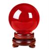 MCZUNAFLS Red Crystal Ball Figurine Gifts,Feng Shui Magic Glass Sphere with Wooden Stand,Decorative Ball for lensball Photography,Fortune Teller,Witchcraft,3.14"(8cm) view 1