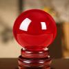 MCZUNAFLS Red Crystal Ball Figurine Gifts,Feng Shui Magic Glass Sphere with Wooden Stand,Decorative Ball for lensball Photography,Fortune Teller,Witchcraft,3.14"(8cm) view 2