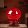 MCZUNAFLS Red Crystal Ball Figurine Gifts,Feng Shui Magic Glass Sphere with Wooden Stand,Decorative Ball for lensball Photography,Fortune Teller,Witchcraft,3.14"(8cm) view 4
