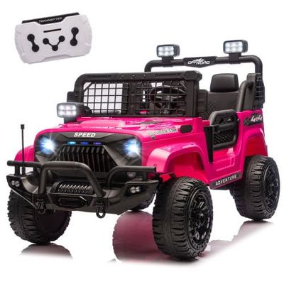 24V 2-in-1 Ride On Car for Kids w/Parent Remote Control,3 Speed Adjustable,2 Seater Electric Car Trunk Ride on Toys Car for 3+ Years,Power Wheels,Music,Bluetooth,LED, Gift for Boys & Girls (Pink ii)