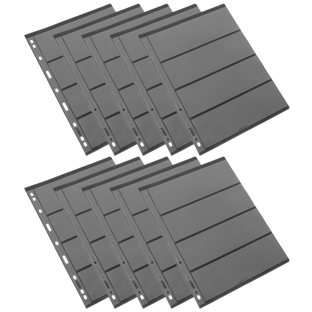 Vaguelly 10 Sheets Double-Sided PVC Stamp Collection Pages Loose-Leaf Stamp Holder for Collectors Black Background Storage Album Suitable for Collecting Supplies