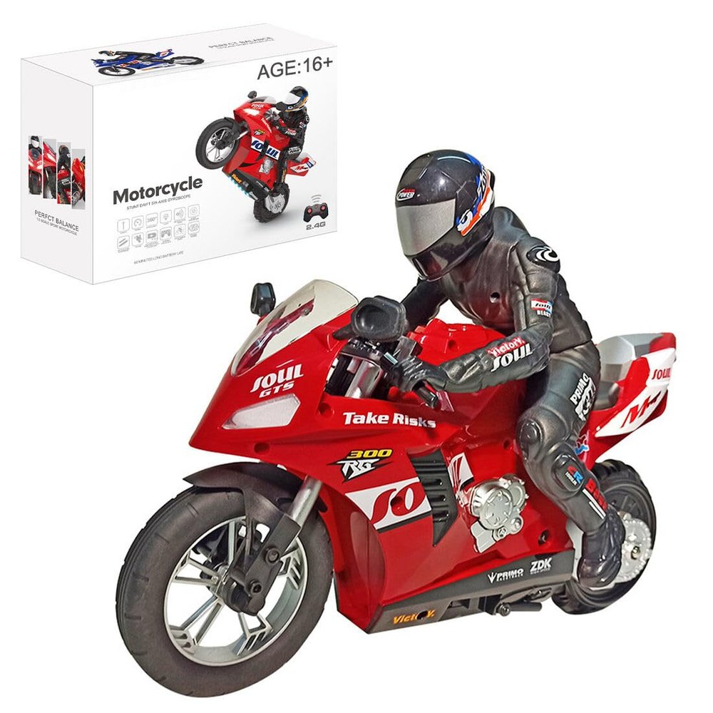 1/6 Scale Two-Wheel Self-Balancing RC Motorcycle, 2.4G Dual-Motor Electric Remote Control Motorcycle with 6-Axis Gyro, Drift Stunt Bike Model for Hobbyist - RTR