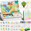 2026 Upgraded Magnetic Puzzle Learning Building Block Toys, Double Side Magnetic Dress Up Puzzle, Portable Magnetic Face Puzzle with Write Board, Enhances Creativity and Learning (Dinosaur World) view 1