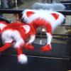 Soft Furry Animal Ear Hat with Braids, Cute Plush Cat Hat, Cat Ear Hat with Braids, For Adults Cosplay Accessory (white+red) view 4