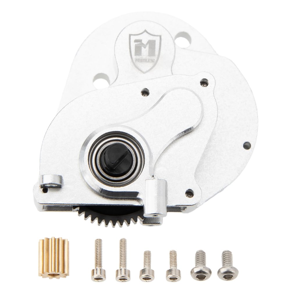 MEUS Racing SCX24 Brushless Transmission Aluminum Complete Gearbox for 1/24 Axial SCX24 RC Crawler (Silver)
