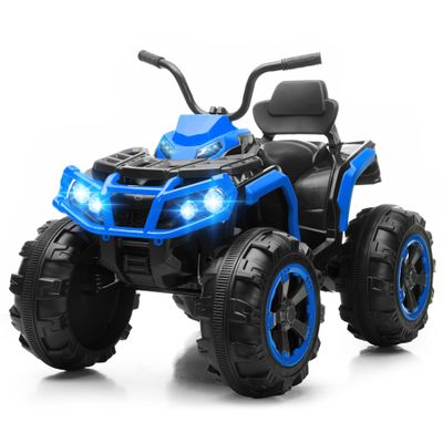 24V Kids ATV 4 Wheeler, Ride on Toys for Big Kids w/ 2 Speed, Led Light, Spring Suspension, Bluetooth, Music, 24 Volt Ride on Electric Quad for Boy & Girl Ages 3+ Blue