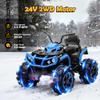 24V Kids ATV 4 Wheeler, Ride on Toys for Big Kids w/ 2 Speed, Led Light, Spring Suspension, Bluetooth, Music, 24 Volt Ride on Electric Quad for Boy & Girl Ages 3+ Blue view 2