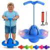 Balance Jumping Ball, Crazy Jumper Jump Ball, Balance Board with Handle & Non-Slip Footpads, Up to 600lb, Silent Design for Indoor Outdoor Use, Balance, Coordination, and Fitness (Blue with lights) view 1