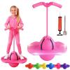 Balance Jumping Ball, Crazy Jumper Jump Ball, Balance Board with Handle & Non-Slip Footpads, Up to 600lb, Silent Design for Indoor Outdoor Use, Balance, Coordination, and Fitness (Pink with lights) view 1