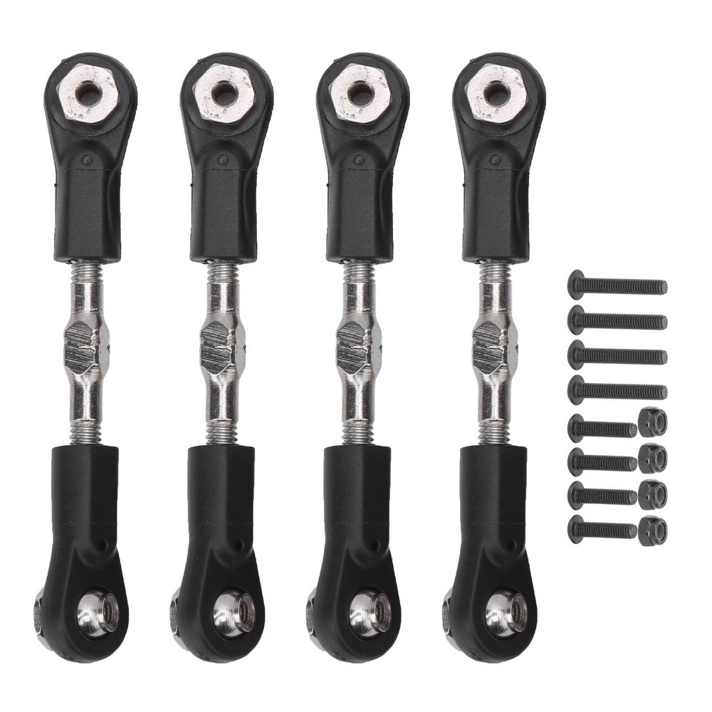 4Pcs 67-77mm Adjustable Steering Servo Pull Rod Linkage Arm, Metal Servo Tie Rod for 1/8 RC Car, Servo Link with Screws and Nuts, Compatible with Kyosho Hobao Arrm
