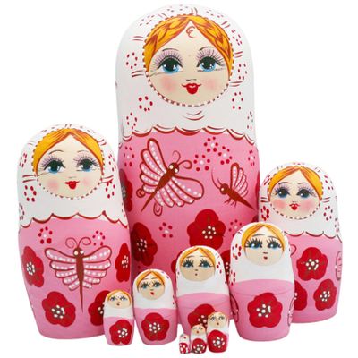 Vistnale Nesting Dolls for Kids, 10PCS Russian Nesting Dolls Set Wooden Matryoshka Doll Set with Charming Printing Effortless Disassembly & Assembly for Collection Decoration